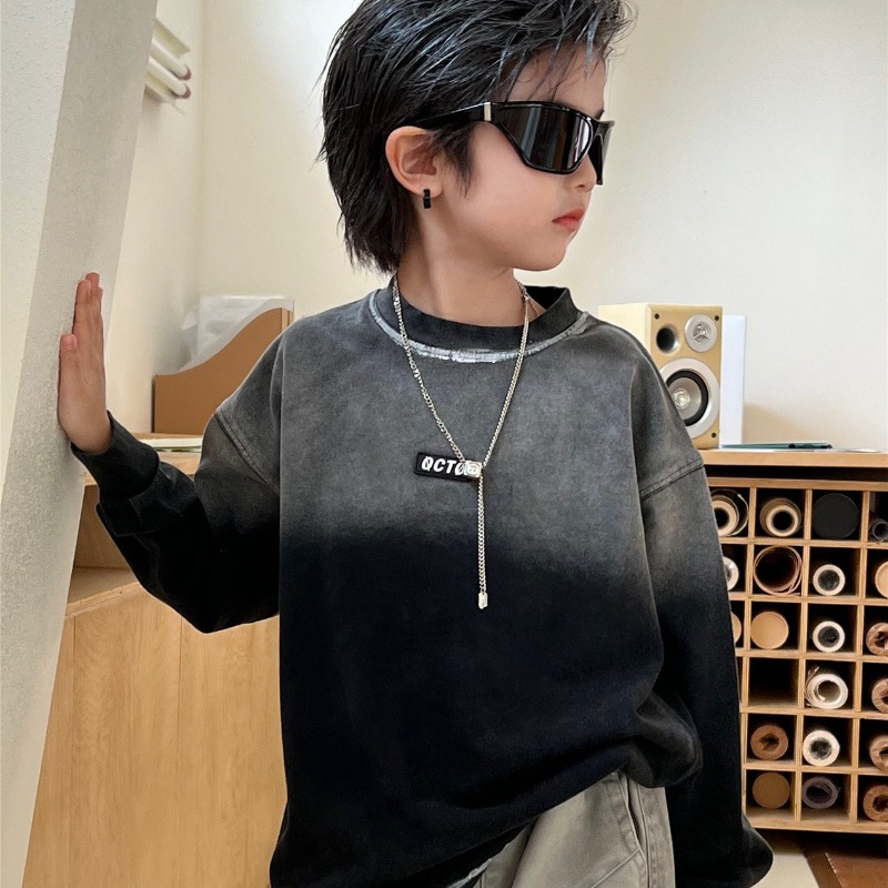Street Fashion Korean Girl - Boys Girls T-shirts 2025 Autumn Childrens