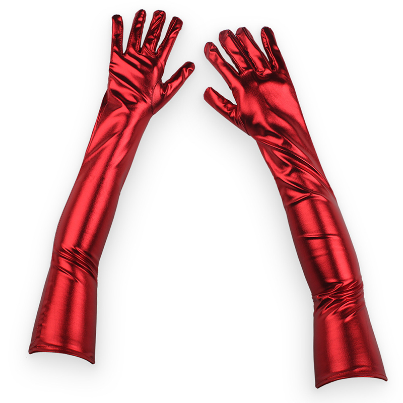 Street Fashion Gloves - 48cm Women Patent Leather Solid Gloves