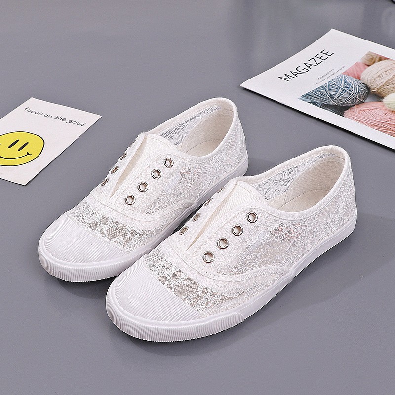 Street Fashion Ladies - Fashion Lace White Canvas Shoes Women