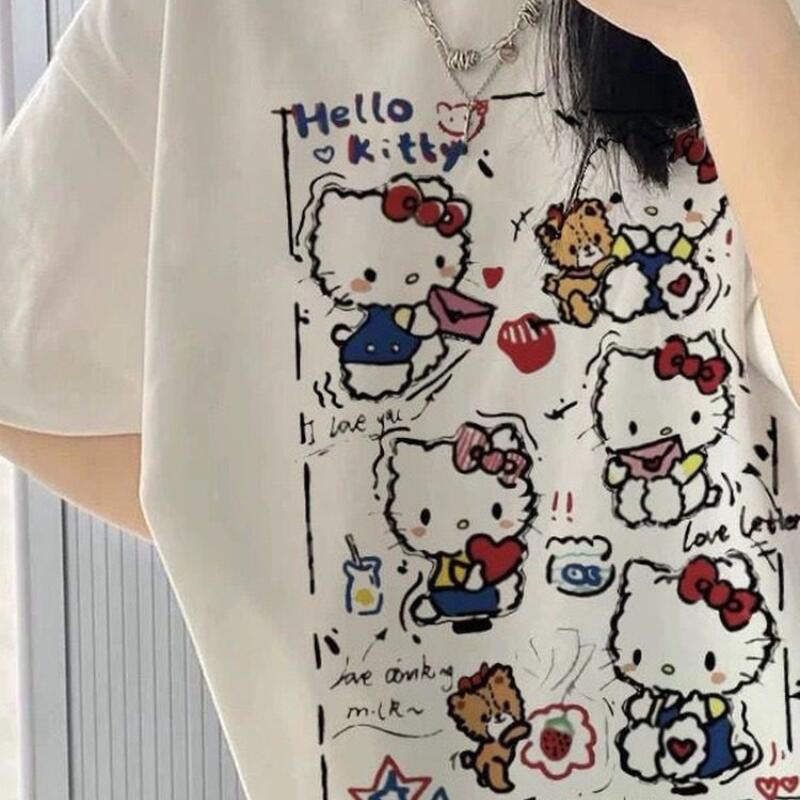 Street Fashion Women - Short-Sleeved Summer Hello Kitty Graffiti Printed