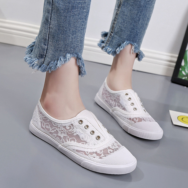 Fashion Lace White Canvas Shoe - огляд і ціна Street Fashion Ladies