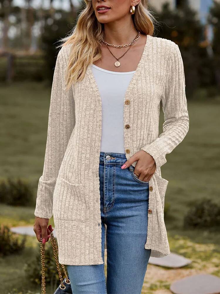Button Solid Color Long Sleeve - огляд і ціна Street Fashion Taiwan
