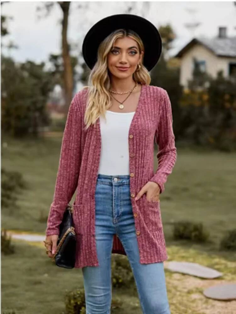 Button Solid Color Long Sleeve - огляд і ціна Street Fashion Taiwan