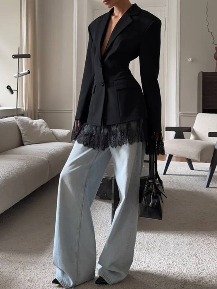 Elegant Lace Blazer Coat Women - огляд і ціна Street Fashion Taiwan