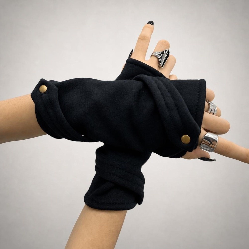 Snap-Button Closure Half Finge - огляд і ціна Street Fashion Gloves