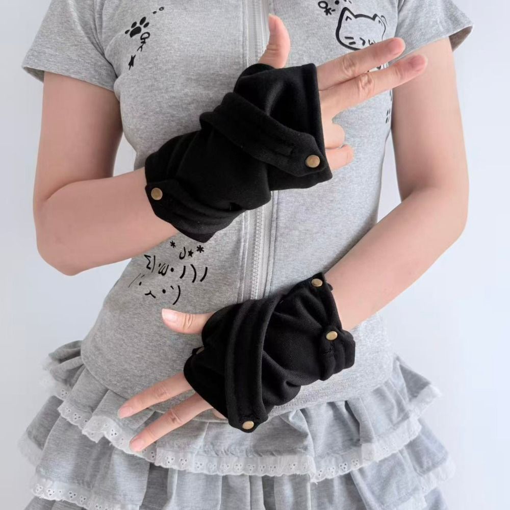 Snap-Button Closure Half Finge - огляд і ціна Street Fashion Gloves