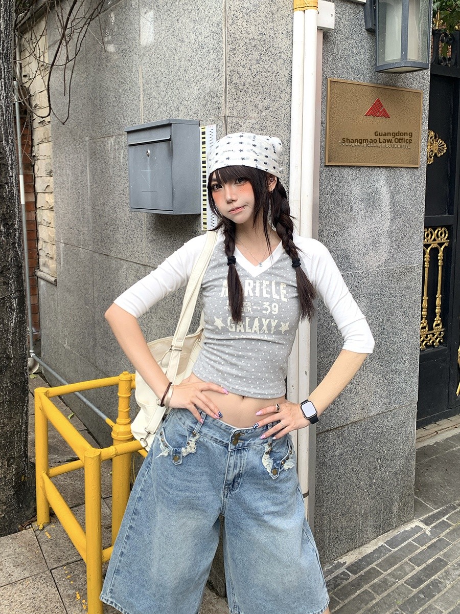 Summer Polka Dot Splice V Neck - огляд і ціна Street Fashion Korean Girl